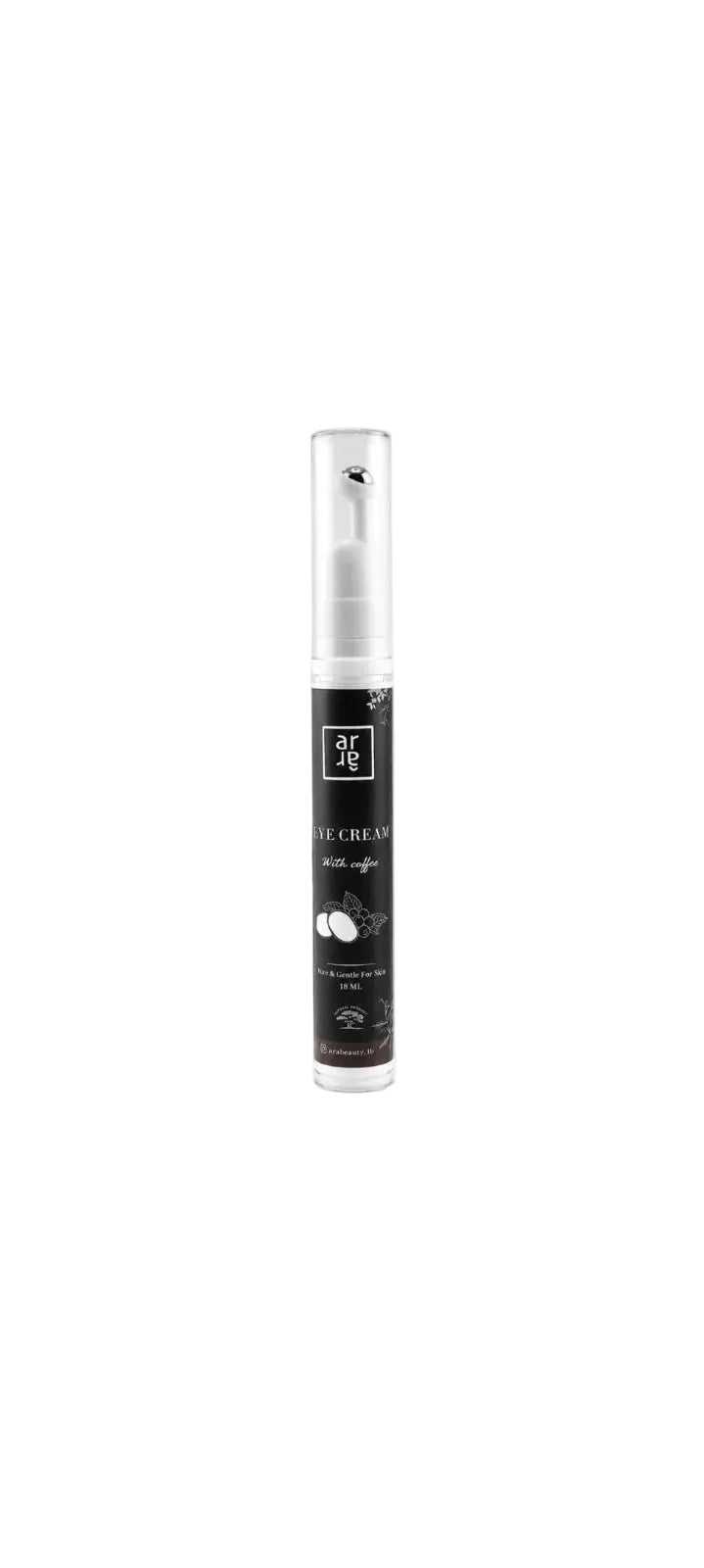 Skincare bottle with black label on a white background