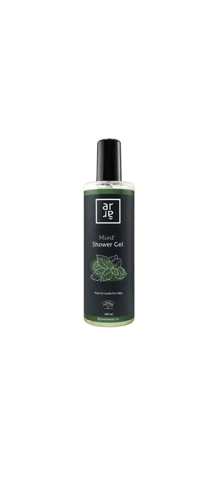 Bottle of Mint Shower Gel with brand logo on a white background